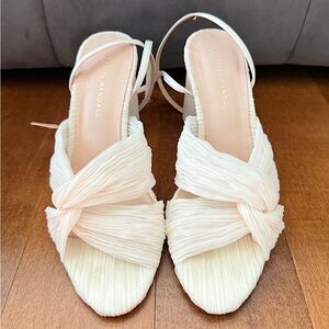 Loeffler Randall Camellia Pleated Bow Heel with Ankle Strap in White